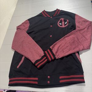 Deadpool Long Sleeve Jacket Men’s 2XL Snap button Front Marvel Superhero